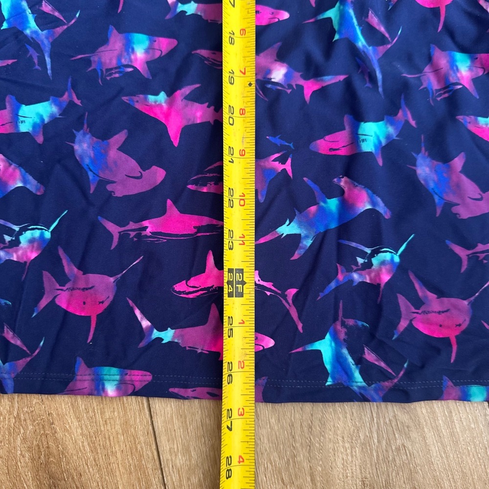 Torrid Shark Print Tankini Swim Set Navy Blue Pink Purple Plus Size 6 NEW - Picture 7 of 11